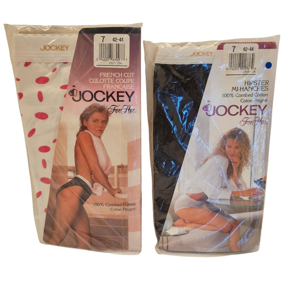 Vintage Jockey For Her 1990 Cotton Panties Set 2 French Cut Hipster Sz 7 NIP USA